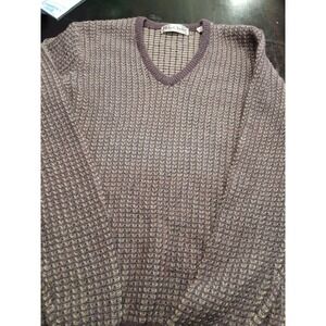 Michael Jordan Mens V Neck Sweater Knit Pattern Purple Tan Size S